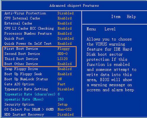 Advanced BIOS Features 