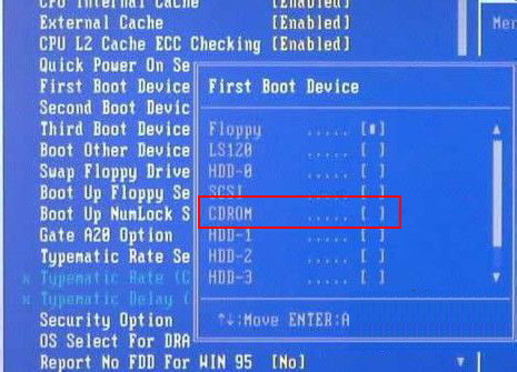 選擇CDROM啟動(dòng)